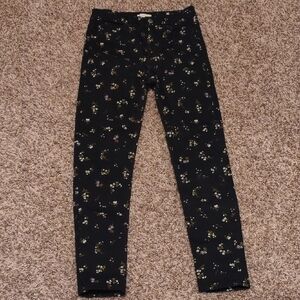 H&M women's black dainty floral high rise skinny jeans